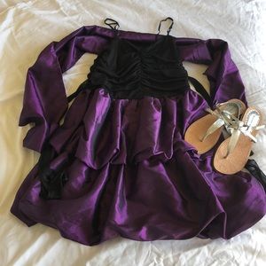 Girls Purple and Black Ruffled Formal/Party Dress